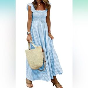 Blue Gingham Maxi Dress